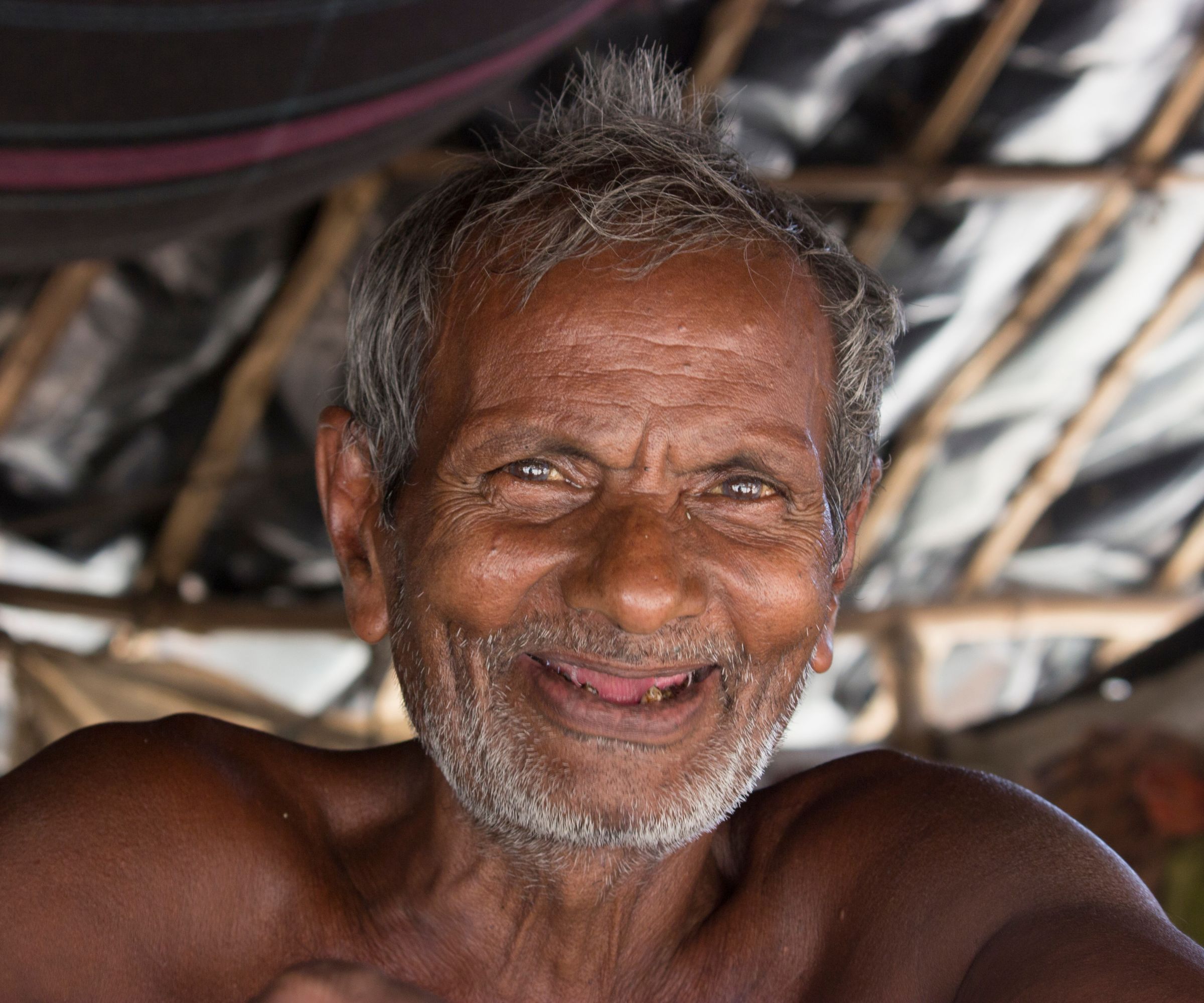 Smiling older man with gray hair and beard